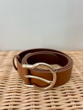 Cole Haan Leather Belt Tan Gold Buckle Size XL NWT
